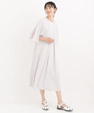 R6PIT22290 HIROKO BIS(小さいサイズ)(メゾン ドゥ サンク) 【小さいサイズ/洗える】シフォンケープジョイントワンピース ライトグレー