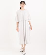 R6PIT22290 HIROKO BIS(小さいサイズ)(メゾン ドゥ サンク) 【小さいサイズ/洗える】シフォンケープジョイントワンピース ライトグレー