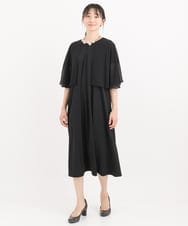 R6PIT22290 HIROKO BIS(小さいサイズ)(メゾン ドゥ サンク) 【小さいサイズ/洗える】シフォンケープジョイントワンピース ライトグレー