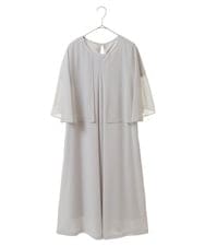 R6PIT22290 HIROKO BIS(小さいサイズ)(メゾン ドゥ サンク) 【小さいサイズ/洗える】シフォンケープジョイントワンピース ライトグレー