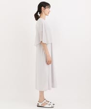 R6PIT22290 HIROKO BIS(小さいサイズ)(メゾン ドゥ サンク) 【小さいサイズ/洗える】シフォンケープジョイントワンピース ライトグレー