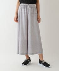 R6QHB42260 HIROKO BIS(小さいサイズ)(メゾン ドゥ サンク) デニムプリントストレッチガウチョパンツ ライトグレー
