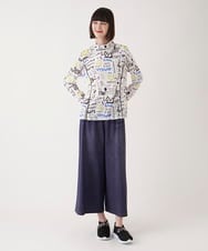 R6QHB42260 HIROKO BIS(小さいサイズ)(メゾン ドゥ サンク) デニムプリントストレッチガウチョパンツ ライトグレー