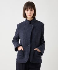 R6TAA01470 HIROKO BIS(小さいサイズ)(メゾン ドゥ サンク) 【小さいサイズ】ヘリンボン柄ニットジャケット ブルー
