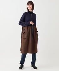 R6TAA20340 HIROKO BIS(小さいサイズ)(メゾン ドゥ サンク) 【小さいサイズ/洗える】タフタジョイントフロントジップワンピース ネイビー系