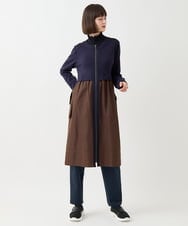 R6TAA20340 HIROKO BIS(小さいサイズ)(メゾン ドゥ サンク) 【小さいサイズ/洗える】タフタジョイントフロントジップワンピース ネイビー系