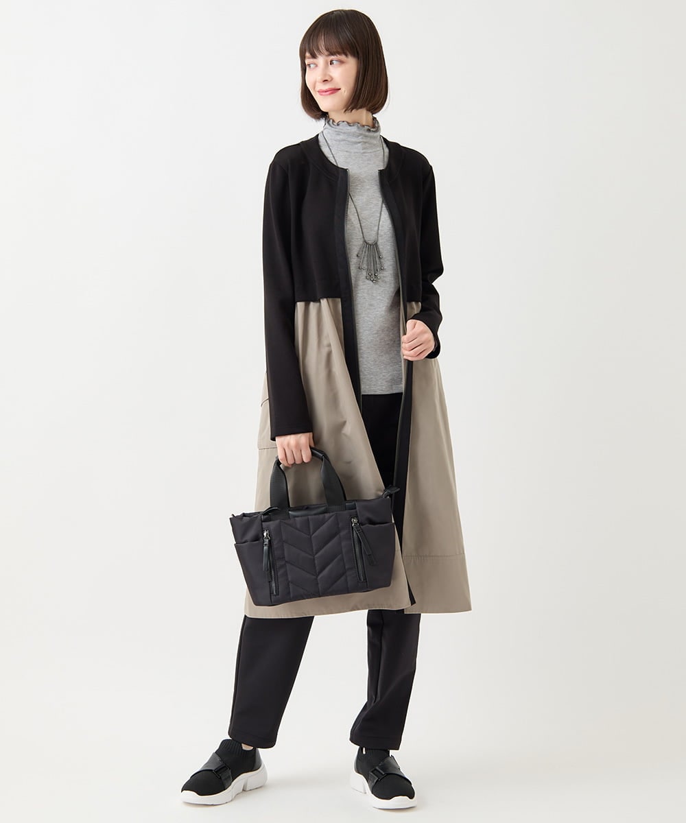 R6TAA20340 HIROKO BIS(小さいサイズ)(メゾン ドゥ サンク) 【小さいサイズ/洗える】タフタジョイントフロントジップワンピース ネイビー系