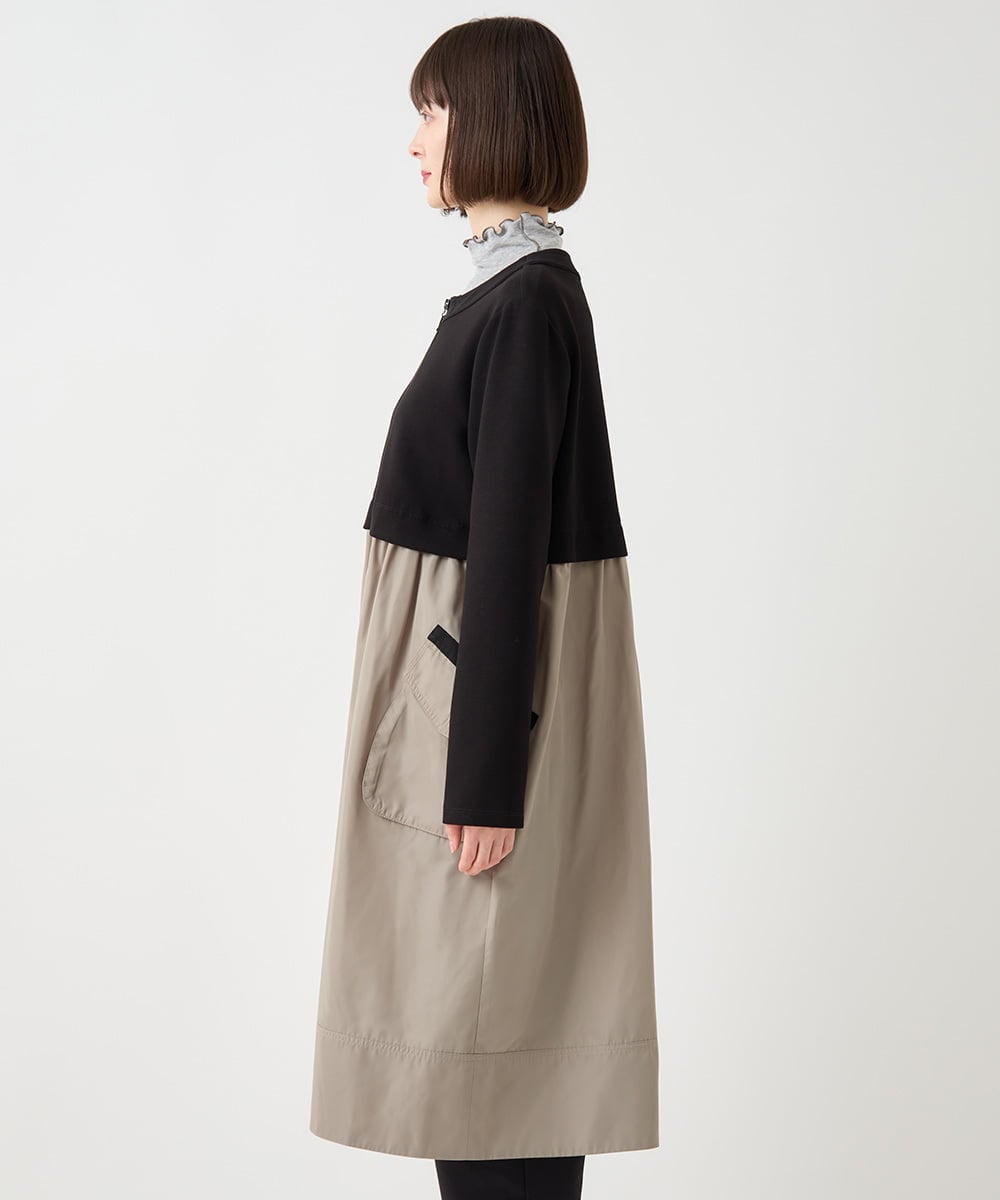 R6TAA20340 HIROKO BIS(小さいサイズ)(メゾン ドゥ サンク) 【小さいサイズ/洗える】タフタジョイントフロントジップワンピース ネイビー系