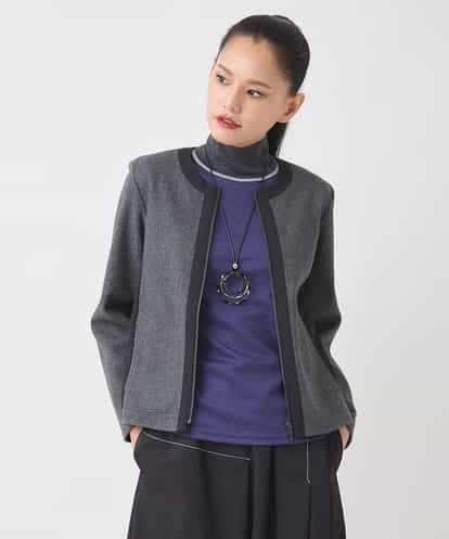 R6TAD25270 HIROKO BIS(小さいサイズ) 【小さいサイズ】異素材ノーカラージャケット