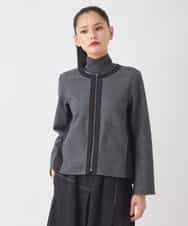 R6TAD25270 HIROKO BIS(小さいサイズ)(メゾン ドゥ サンク) 【小さいサイズ】異素材ノーカラージャケット グレー