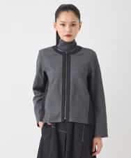 R6TAD25270 HIROKO BIS(小さいサイズ)(メゾン ドゥ サンク) 【小さいサイズ】異素材ノーカラージャケット グレー