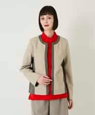 R6TAD25270 HIROKO BIS(小さいサイズ)(メゾン ドゥ サンク) 【小さいサイズ】異素材ノーカラージャケット グレー