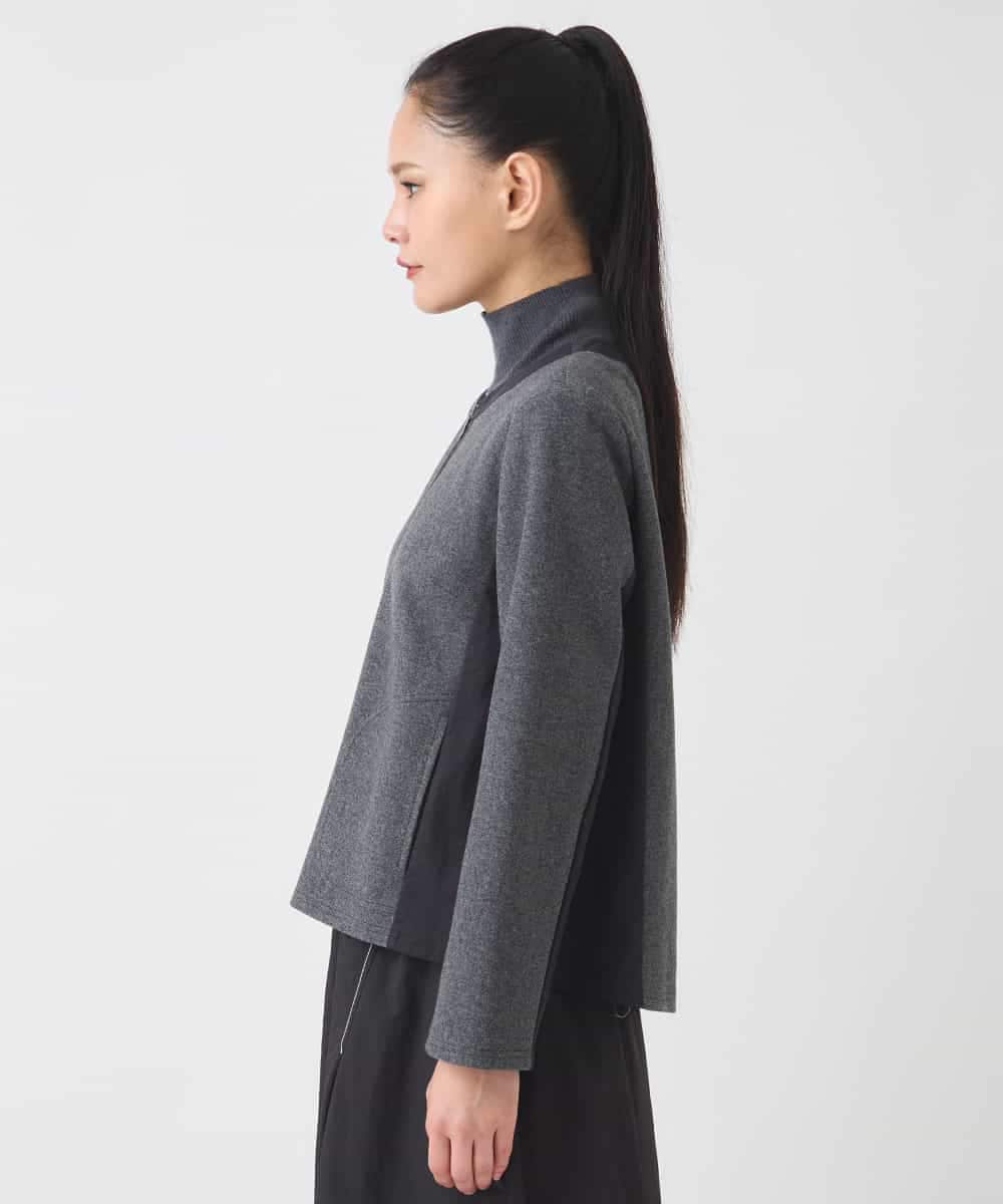 R6TAD25270 HIROKO BIS(小さいサイズ)(メゾン ドゥ サンク) 【小さいサイズ】異素材ノーカラージャケット グレー