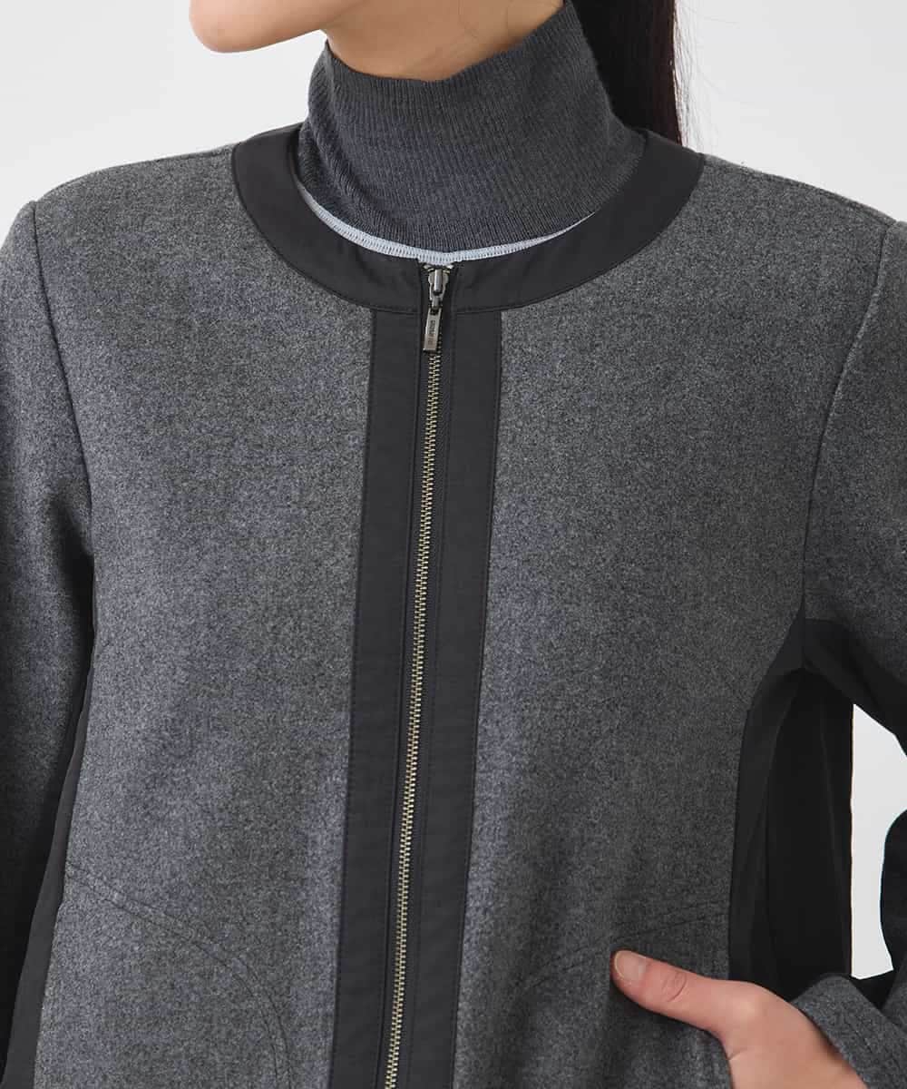 R6TAD25270 HIROKO BIS(小さいサイズ)(メゾン ドゥ サンク) 【小さいサイズ】異素材ノーカラージャケット グレー