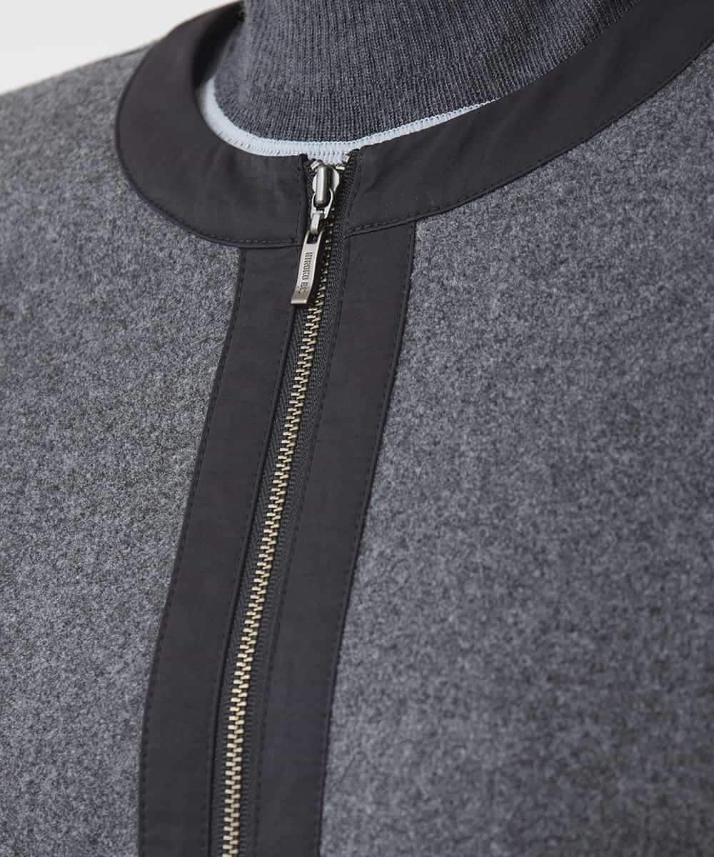 R6TAD25270 HIROKO BIS(小さいサイズ)(メゾン ドゥ サンク) 【小さいサイズ】異素材ノーカラージャケット グレー