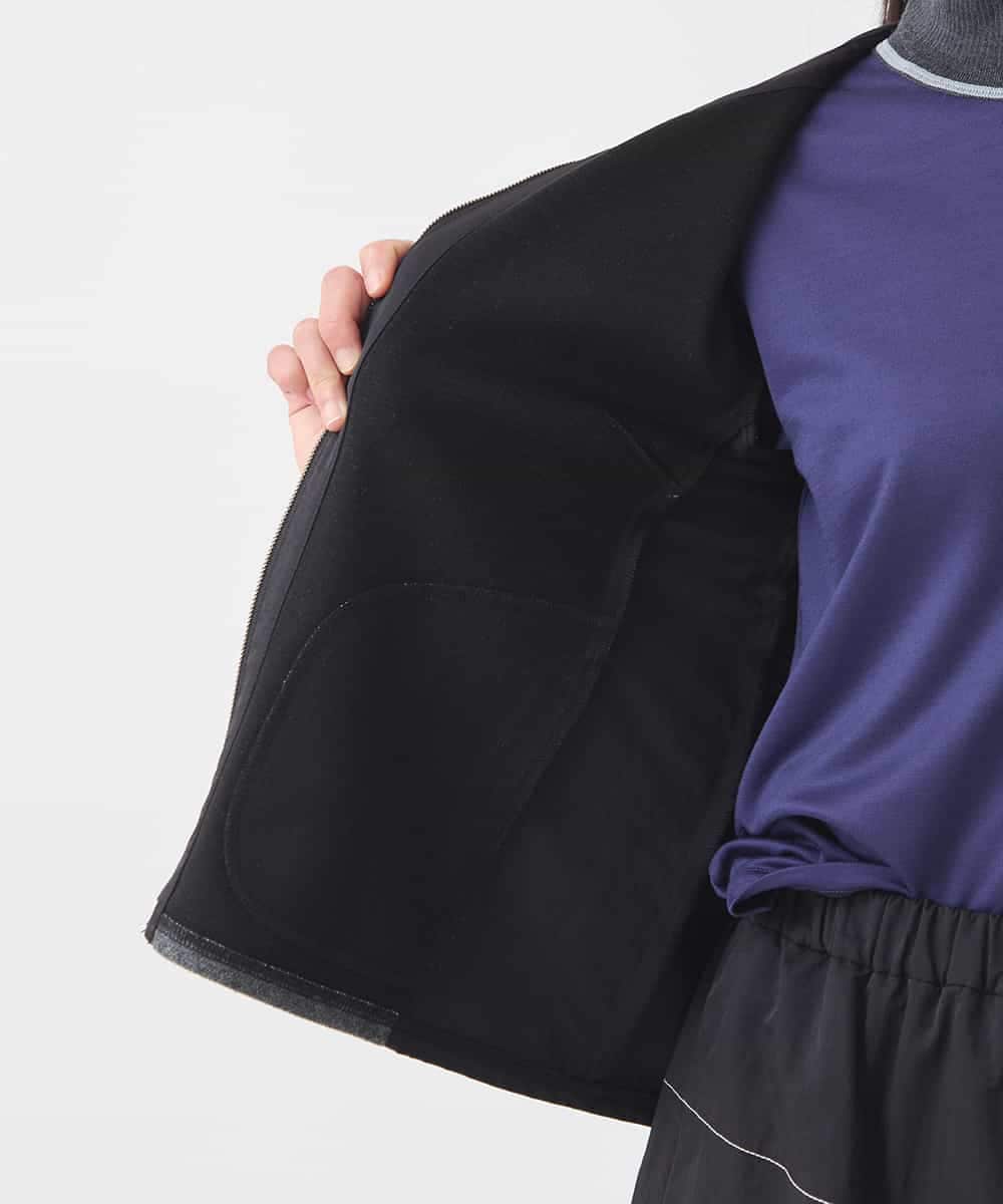 R6TAD25270 HIROKO BIS(小さいサイズ)(メゾン ドゥ サンク) 【小さいサイズ】異素材ノーカラージャケット グレー