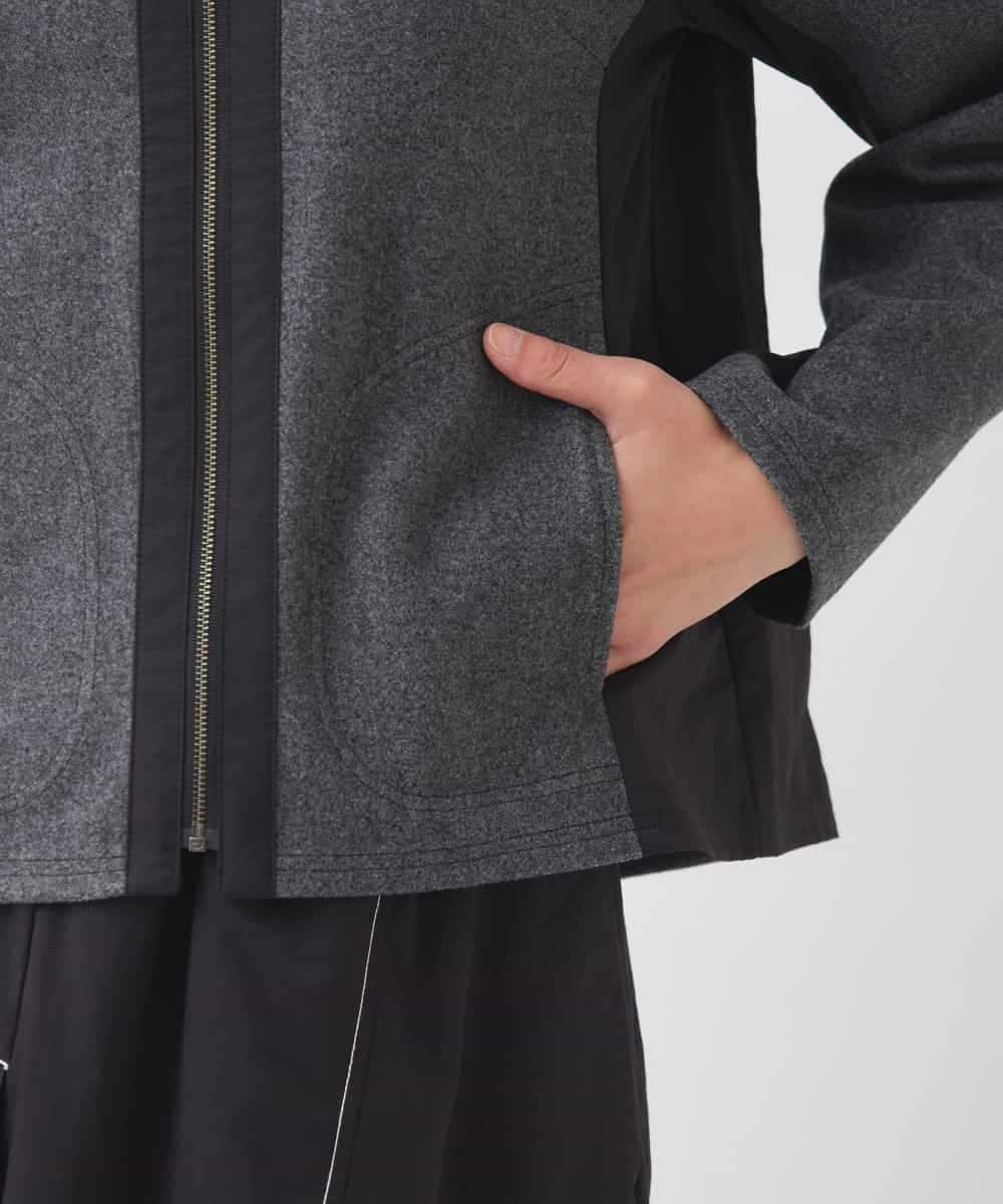 R6TAD25270 HIROKO BIS(小さいサイズ)(メゾン ドゥ サンク) 【小さいサイズ】異素材ノーカラージャケット グレー