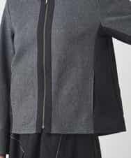 R6TAD25270 HIROKO BIS(小さいサイズ)(メゾン ドゥ サンク) 【小さいサイズ】異素材ノーカラージャケット グレー