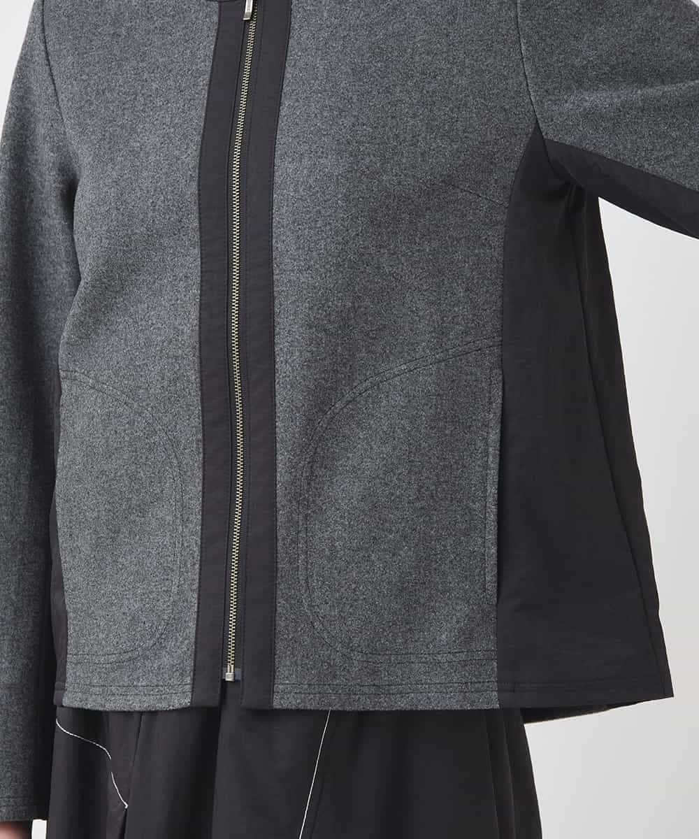 R6TAD25270 HIROKO BIS(小さいサイズ)(メゾン ドゥ サンク) 【小さいサイズ】異素材ノーカラージャケット グレー