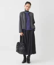 R6TAD25270 HIROKO BIS(小さいサイズ)(メゾン ドゥ サンク) 【小さいサイズ】異素材ノーカラージャケット グレー