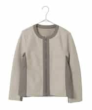 R6TAD25270 HIROKO BIS(小さいサイズ)(メゾン ドゥ サンク) 【小さいサイズ】異素材ノーカラージャケット グレー