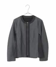R6TAD25270 HIROKO BIS(小さいサイズ)(メゾン ドゥ サンク) 【小さいサイズ】異素材ノーカラージャケット グレー