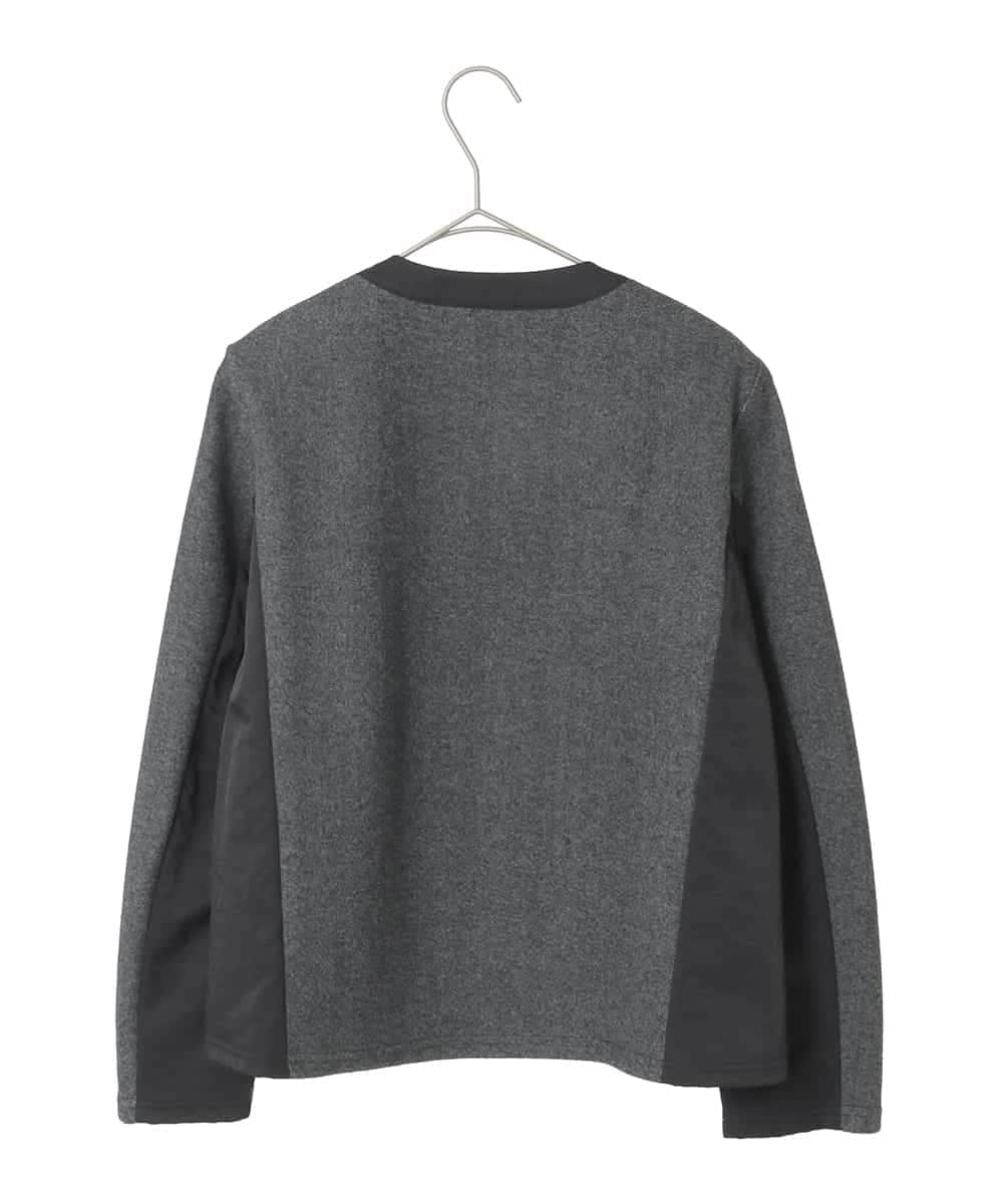 R6TAD25270 HIROKO BIS(小さいサイズ)(メゾン ドゥ サンク) 【小さいサイズ】異素材ノーカラージャケット グレー