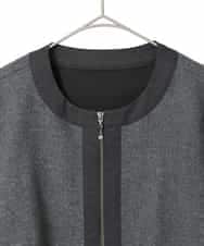 R6TAD25270 HIROKO BIS(小さいサイズ)(メゾン ドゥ サンク) 【小さいサイズ】異素材ノーカラージャケット グレー