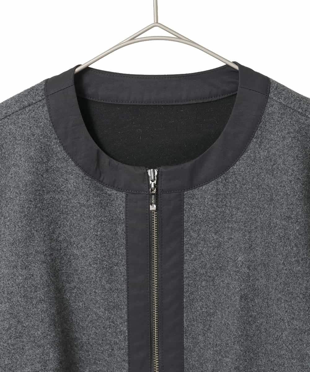 R6TAD25270 HIROKO BIS(小さいサイズ)(メゾン ドゥ サンク) 【小さいサイズ】異素材ノーカラージャケット グレー