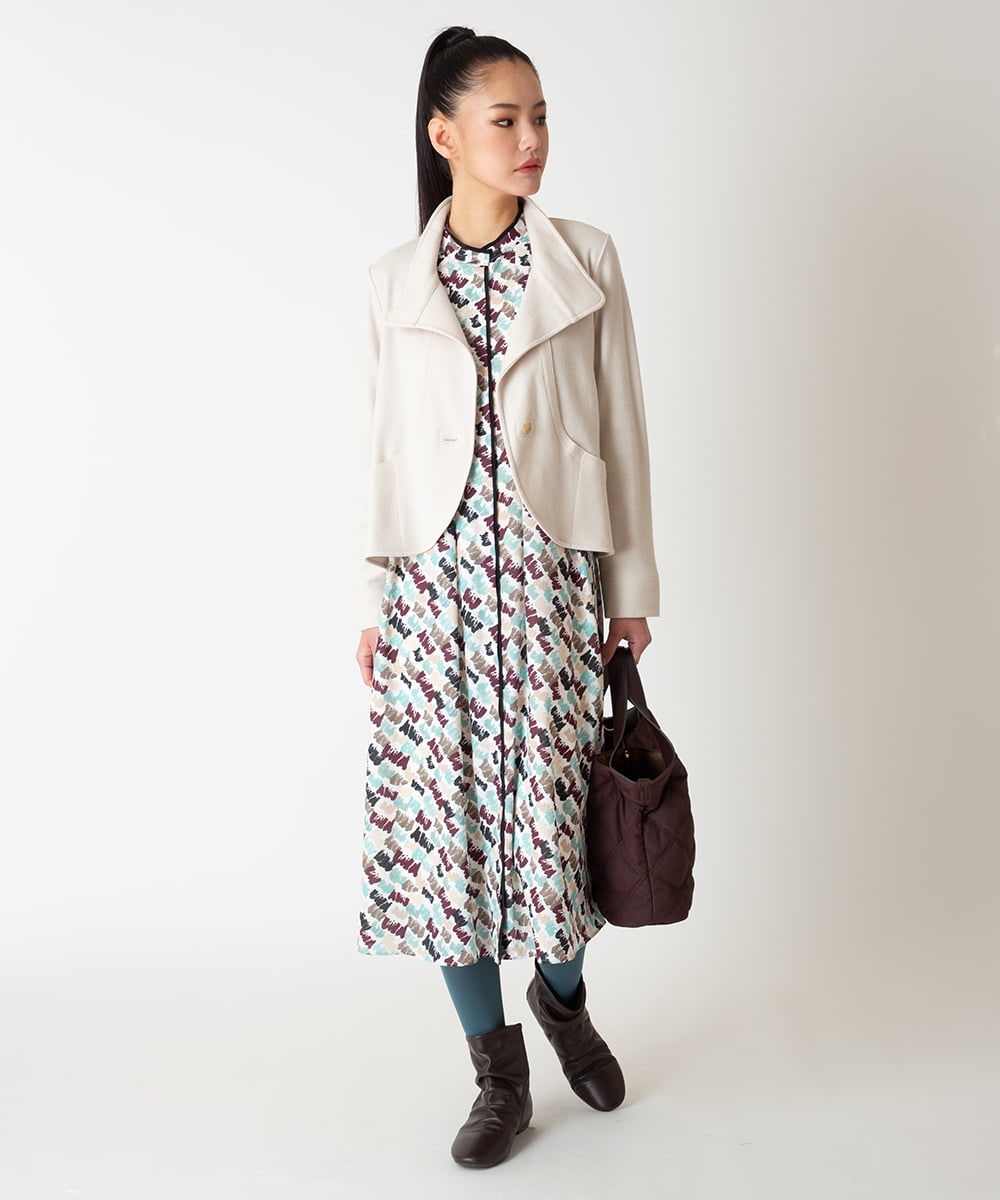 R6TAF01360 HIROKO BIS(小さいサイズ)(メゾン ドゥ サンク) 【小さいサイズ】スムースウールコンパクトジャケット アイボリー