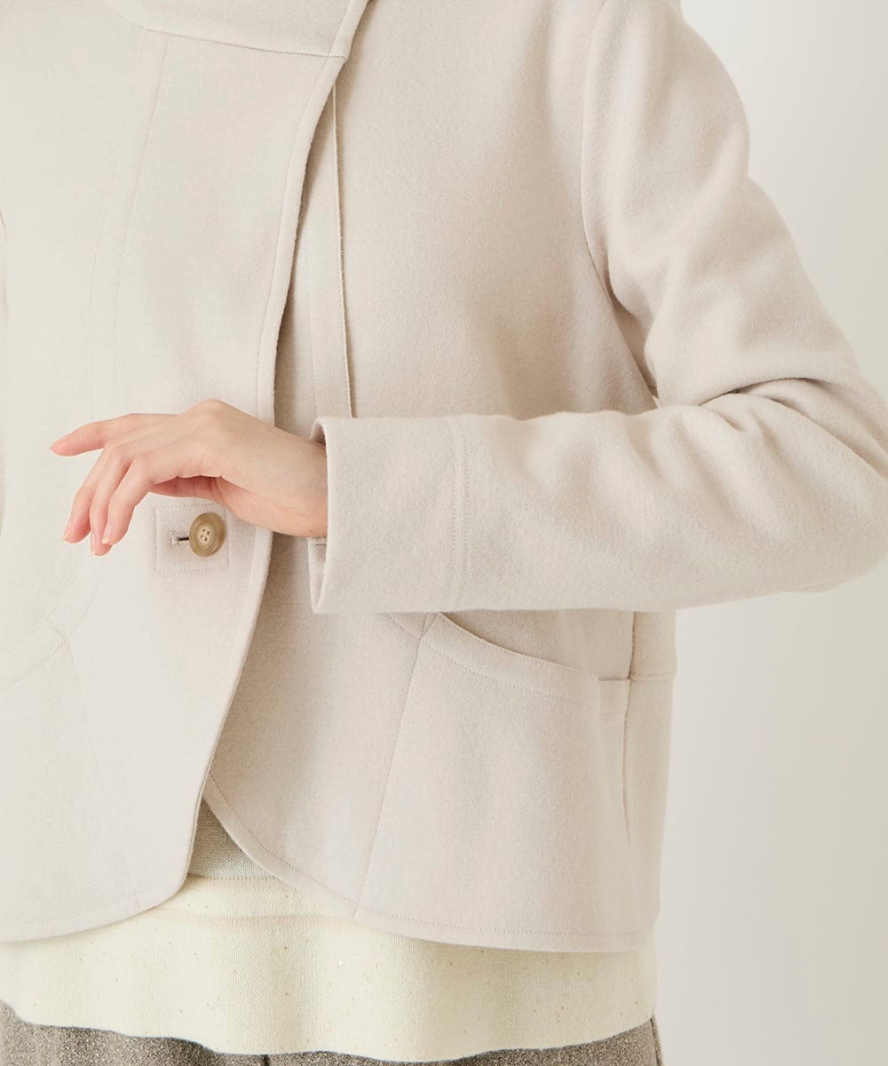 R6TAF01360 HIROKO BIS(小さいサイズ)(メゾン ドゥ サンク) 【小さいサイズ】スムースウールコンパクトジャケット アイボリー