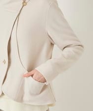 R6TAF01360 HIROKO BIS(小さいサイズ)(メゾン ドゥ サンク) 【小さいサイズ】スムースウールコンパクトジャケット アイボリー