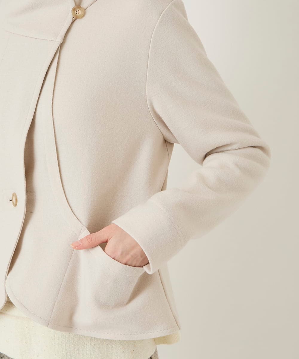 R6TAF01360 HIROKO BIS(小さいサイズ)(メゾン ドゥ サンク) 【小さいサイズ】スムースウールコンパクトジャケット アイボリー