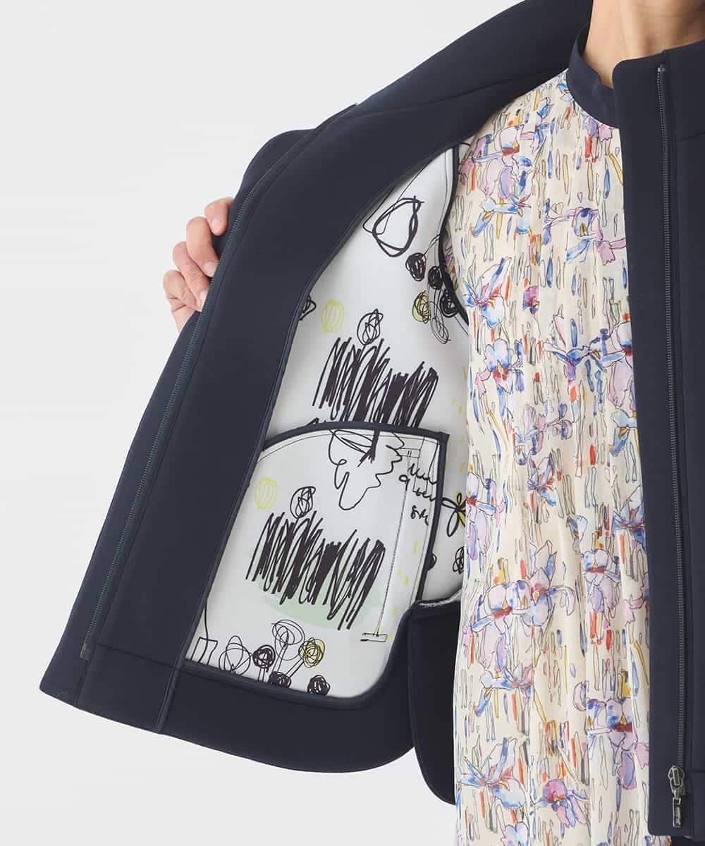 R6TDD50330 HIROKO BIS(小さいサイズ)(メゾン ドゥ サンク) ラウンドヘムショートブルゾン ネイビー