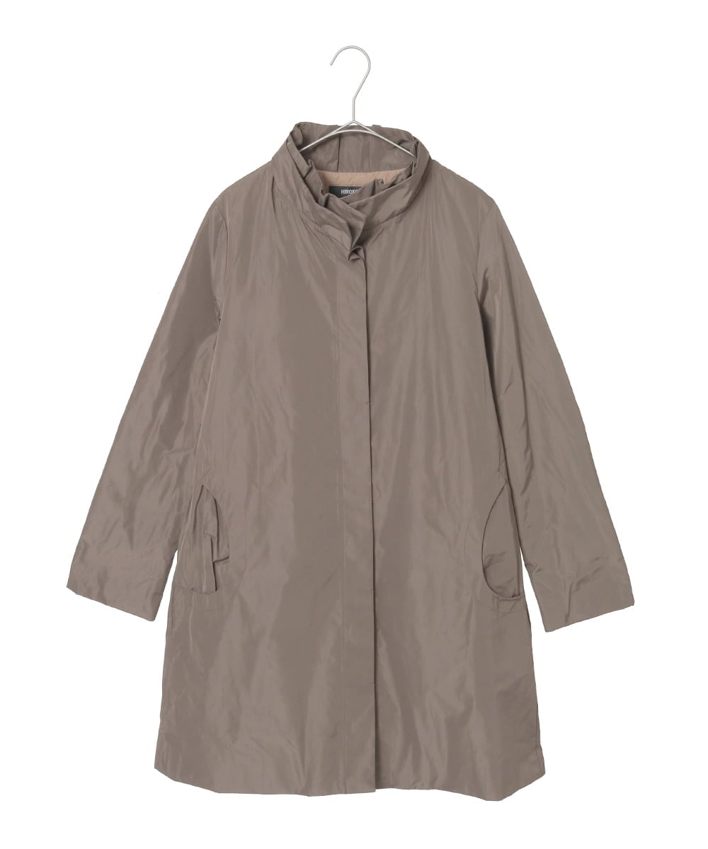 R6UAD01540 HIROKO BIS(小さいサイズ)(メゾン ドゥ サンク) 【小さいサイズ】メモリータフタフリルカラーコート ブラウン