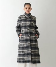 R6UAE01690 HIROKO BIS(小さいサイズ)(メゾン ドゥ サンク) 【小さいサイズ】ウールシャギーチェック柄コート ブラック