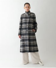 R6UAE01690 HIROKO BIS(小さいサイズ)(メゾン ドゥ サンク) 【小さいサイズ】ウールシャギーチェック柄コート ブラック