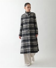R6UAE01690 HIROKO BIS(小さいサイズ)(メゾン ドゥ サンク) 【小さいサイズ】ウールシャギーチェック柄コート ブラック