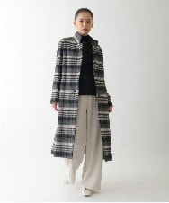 R6UAE01690 HIROKO BIS(小さいサイズ)(メゾン ドゥ サンク) 【小さいサイズ】ウールシャギーチェック柄コート ブラック