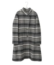 R6UAE01690 HIROKO BIS(小さいサイズ)(メゾン ドゥ サンク) 【小さいサイズ】ウールシャギーチェック柄コート ブラック