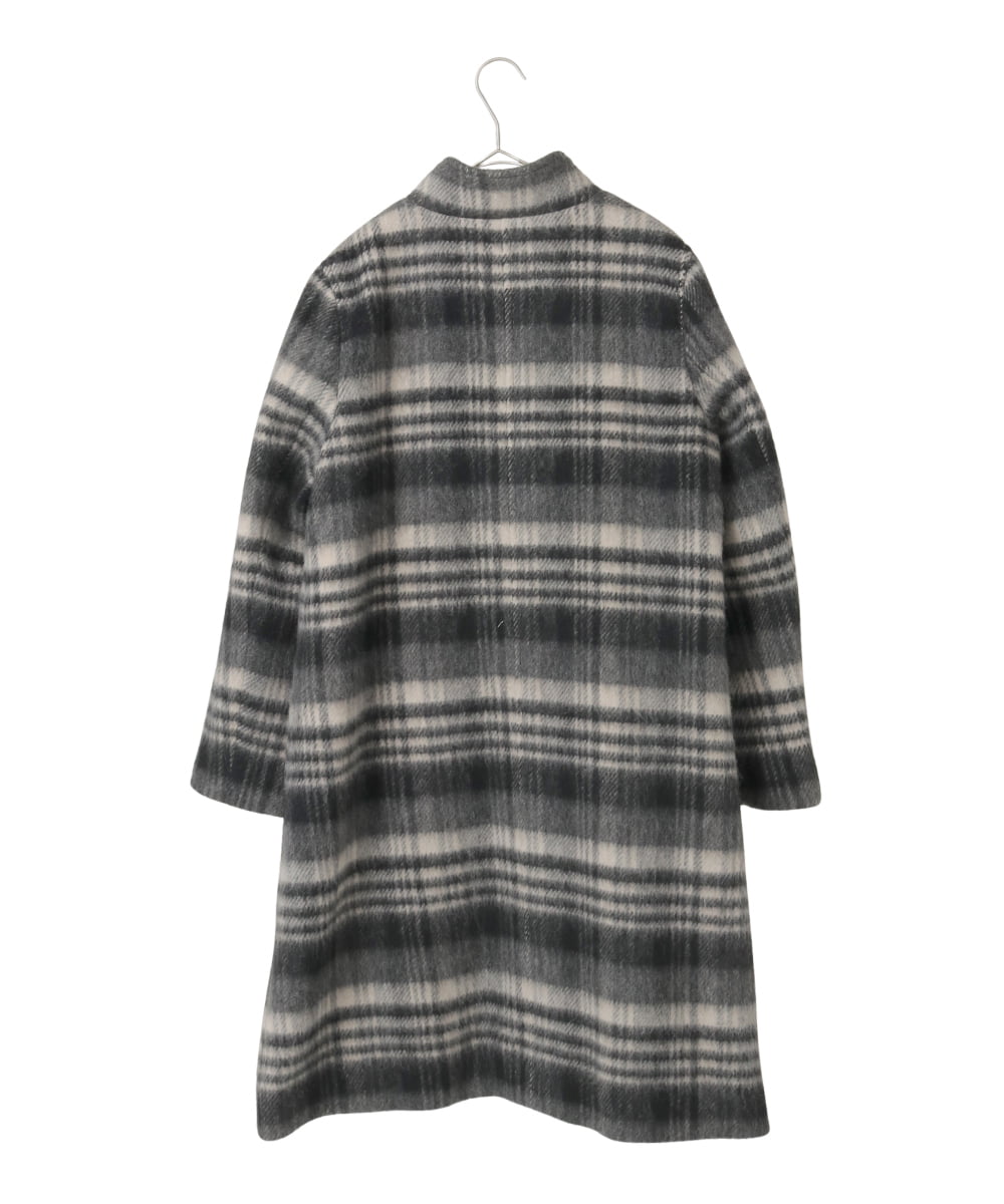 R6UAE01690 HIROKO BIS(小さいサイズ)(メゾン ドゥ サンク) 【小さいサイズ】ウールシャギーチェック柄コート ブラック