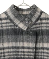 R6UAE01690 HIROKO BIS(小さいサイズ)(メゾン ドゥ サンク) 【小さいサイズ】ウールシャギーチェック柄コート ブラック