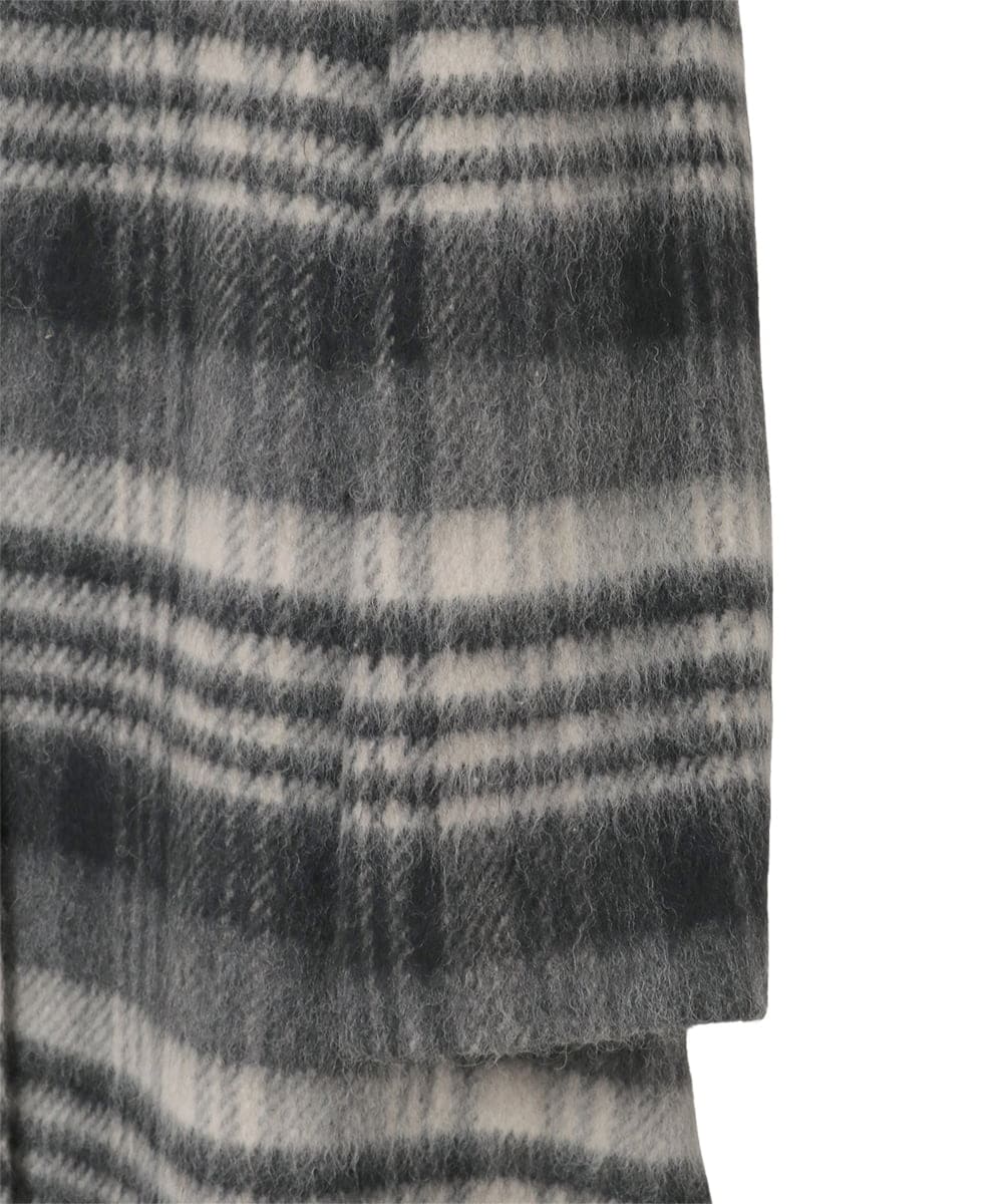 R6UAE01690 HIROKO BIS(小さいサイズ)(メゾン ドゥ サンク) 【小さいサイズ】ウールシャギーチェック柄コート ブラック