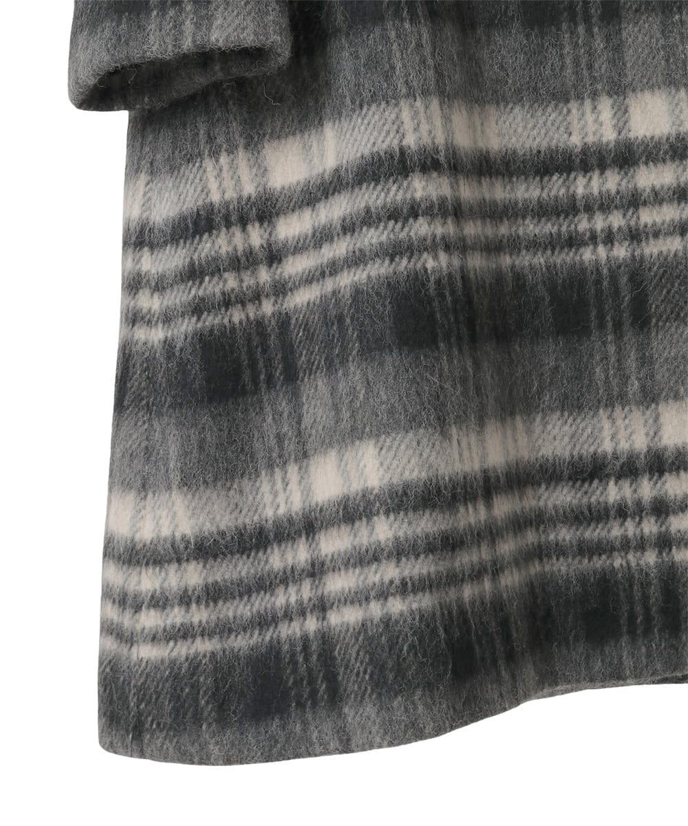 R6UAE01690 HIROKO BIS(小さいサイズ)(メゾン ドゥ サンク) 【小さいサイズ】ウールシャギーチェック柄コート ブラック