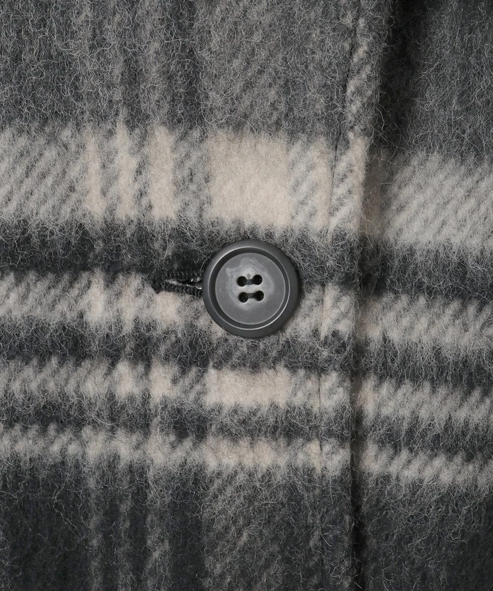 R6UAE01690 HIROKO BIS(小さいサイズ)(メゾン ドゥ サンク) 【小さいサイズ】ウールシャギーチェック柄コート ブラック