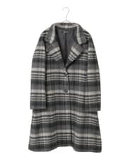R6UAE01690 HIROKO BIS(小さいサイズ)(メゾン ドゥ サンク) 【小さいサイズ】ウールシャギーチェック柄コート ブラック