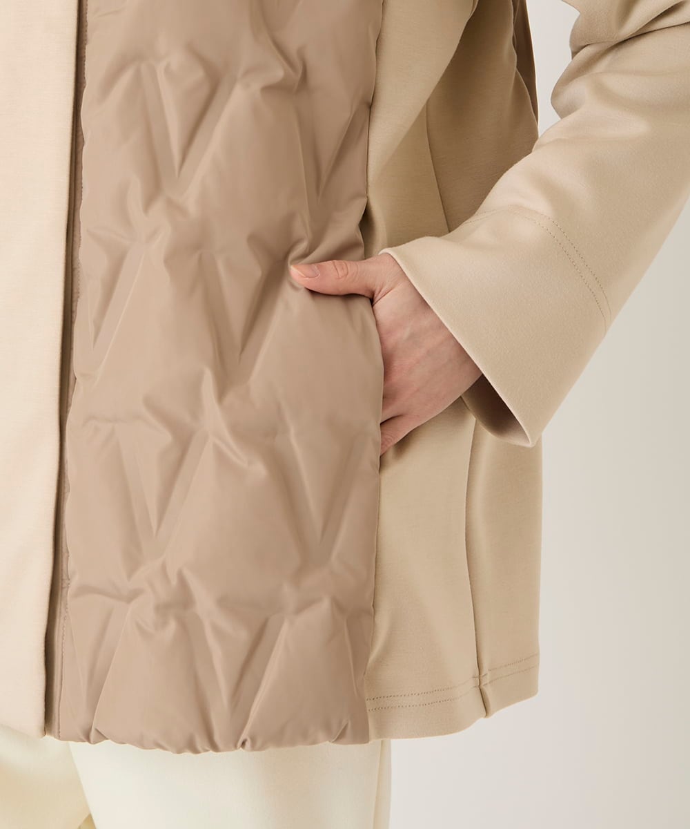 R6UAE05430 HIROKO BIS(小さいサイズ)(メゾン ドゥ サンク) 【小さいサイズ】圧着キルトジョイントデザインコート ベージュ