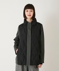 R6UAE05430 HIROKO BIS(小さいサイズ)(メゾン ドゥ サンク) 【小さいサイズ】圧着キルトジョイントデザインコート ブラック