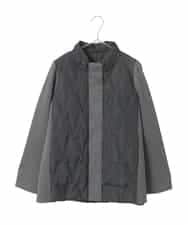 R6UAE05430 HIROKO BIS(小さいサイズ)(メゾン ドゥ サンク) 【小さいサイズ】圧着キルトジョイントデザインコート ブラック