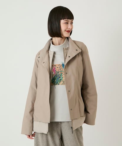 R6UAE40540  【小さいサイズ】レイヤード風ツイルダウンコート